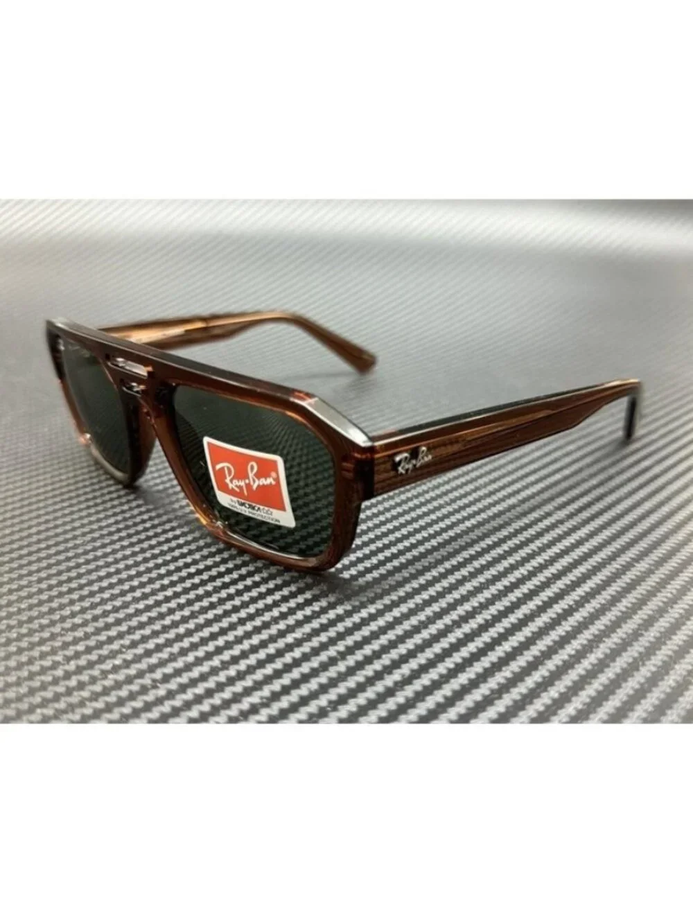 New Ray Ban Men Transparent Brown Sunglasses 54-20-145